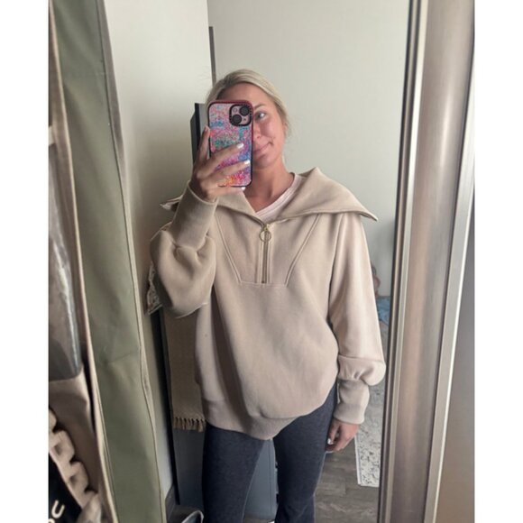 VARLEY Vine Ottoman Half Zip Pullover in Taupe Marl Size XX-Small - Picture 15 of 16